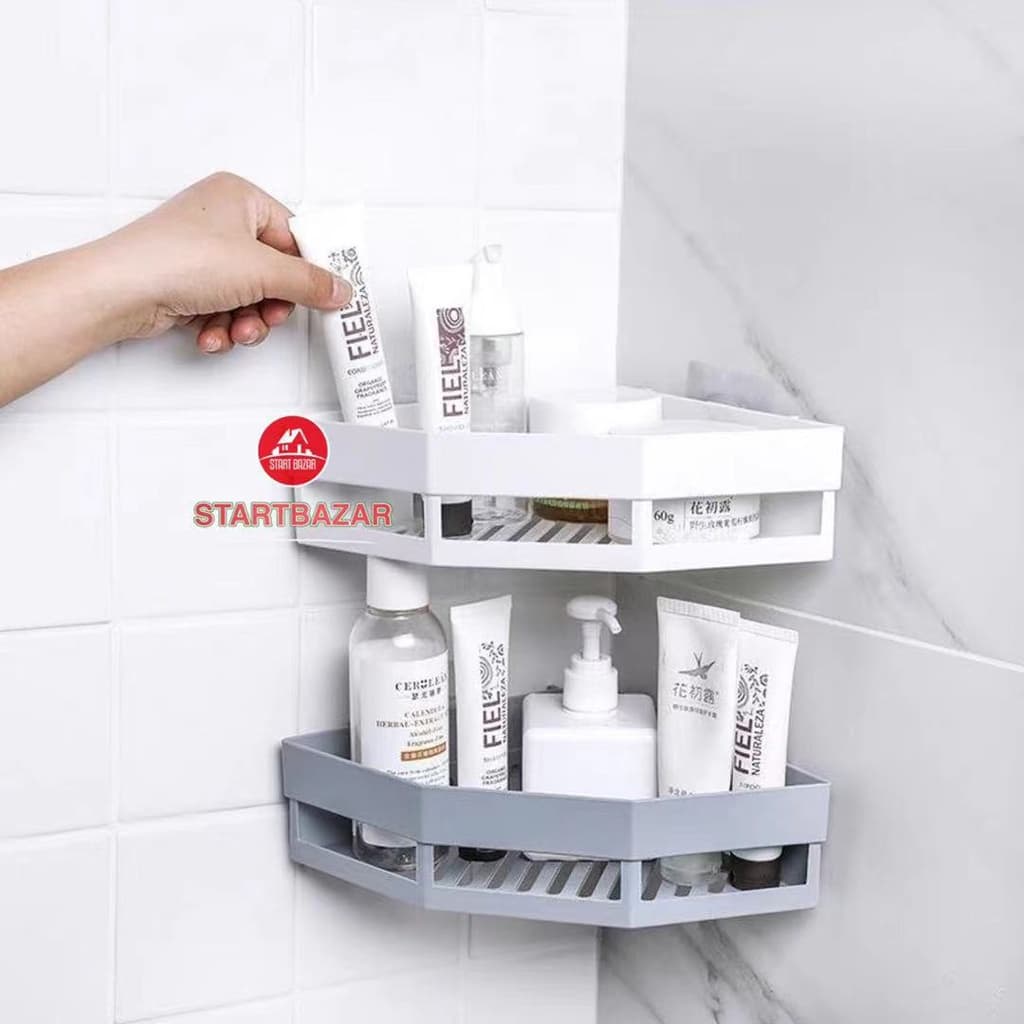 Suporte para Shampoo Prateleira Cantoneira Banheiro Multiuso de Plástico Fixação com Adesivo
