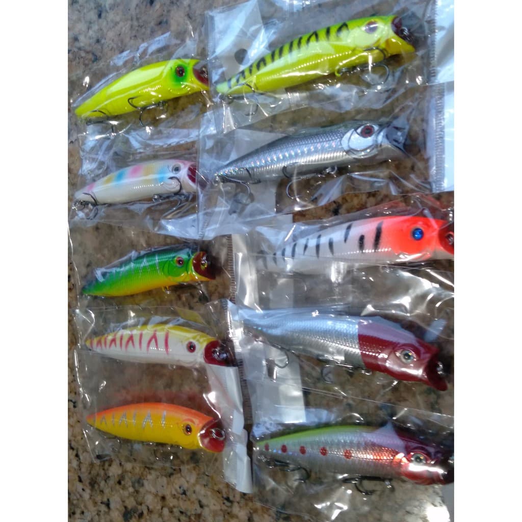 Kit 10 Iscas Artificiais Para pesca Tucunaré, Traíras, Dourados entre outros Mar Rio represas.