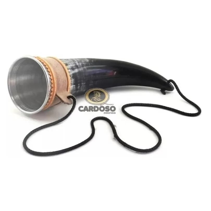 Copo De Chifre De Boi Natural Com Copo De Alumínio Guampa
