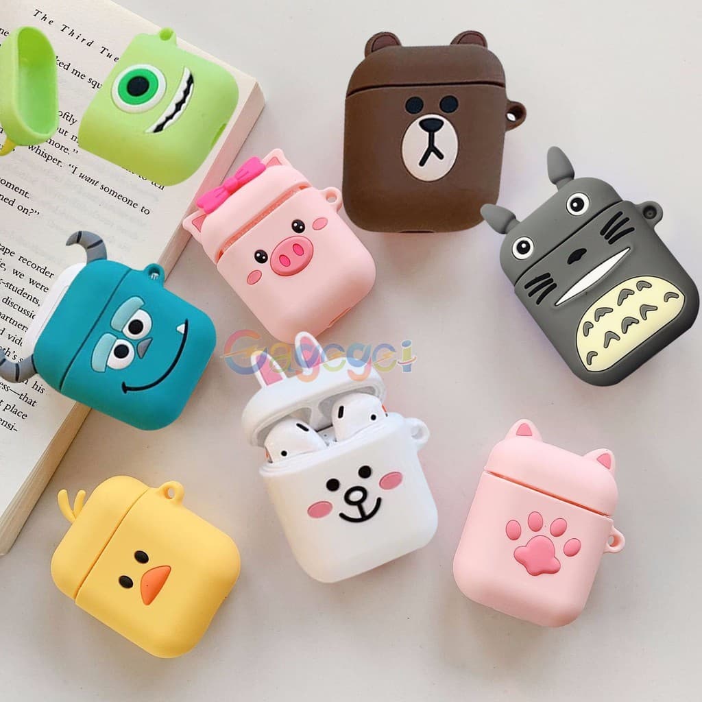 Cartoon Case for Airpods1/2 i12 Silicone Protective Cover with Free Hooks