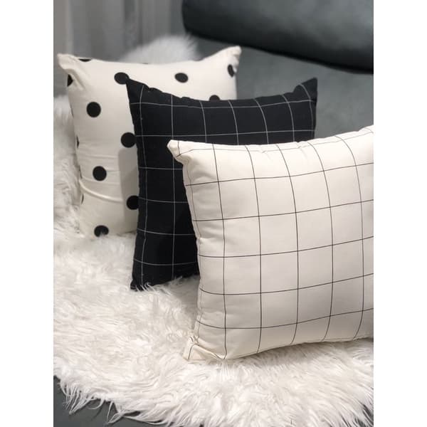 2 Capas de Almofada Minimalista Grid Poá Varias Cores
