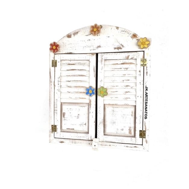 Armário com Espelho para banheiro em Madeira Decorado Flores Porta Fixa Retro Rústico lavabo Oferta da Fabrica