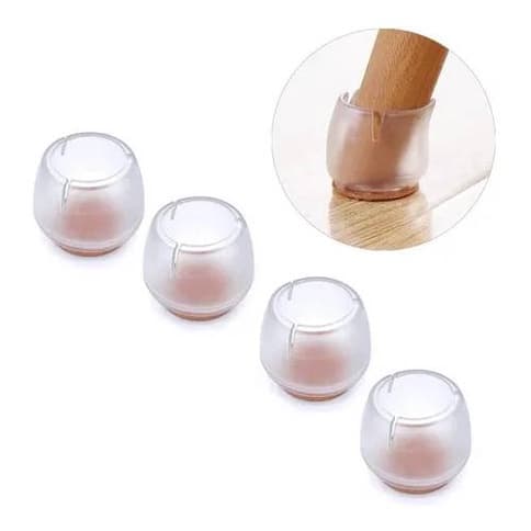 Kit 4 Protetor Pé de Cadeira Mesa Cama Banco Silicone PVC Com Feltro