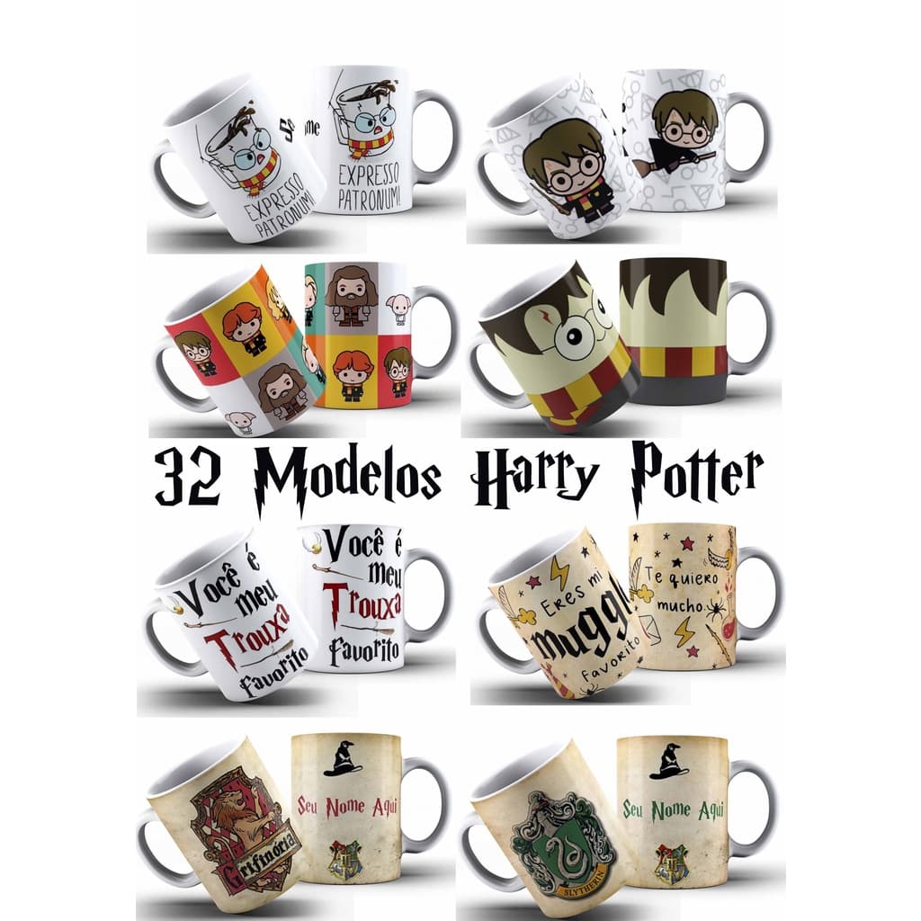Caneca Personalizada Harry Potter com Nome de Porcelana 32 Modelos - Mundo da Caneca