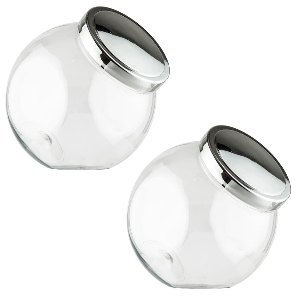 Baleiro Plástico PET de 1000ml com tampa metalizada Prata - kit com 2 unidades