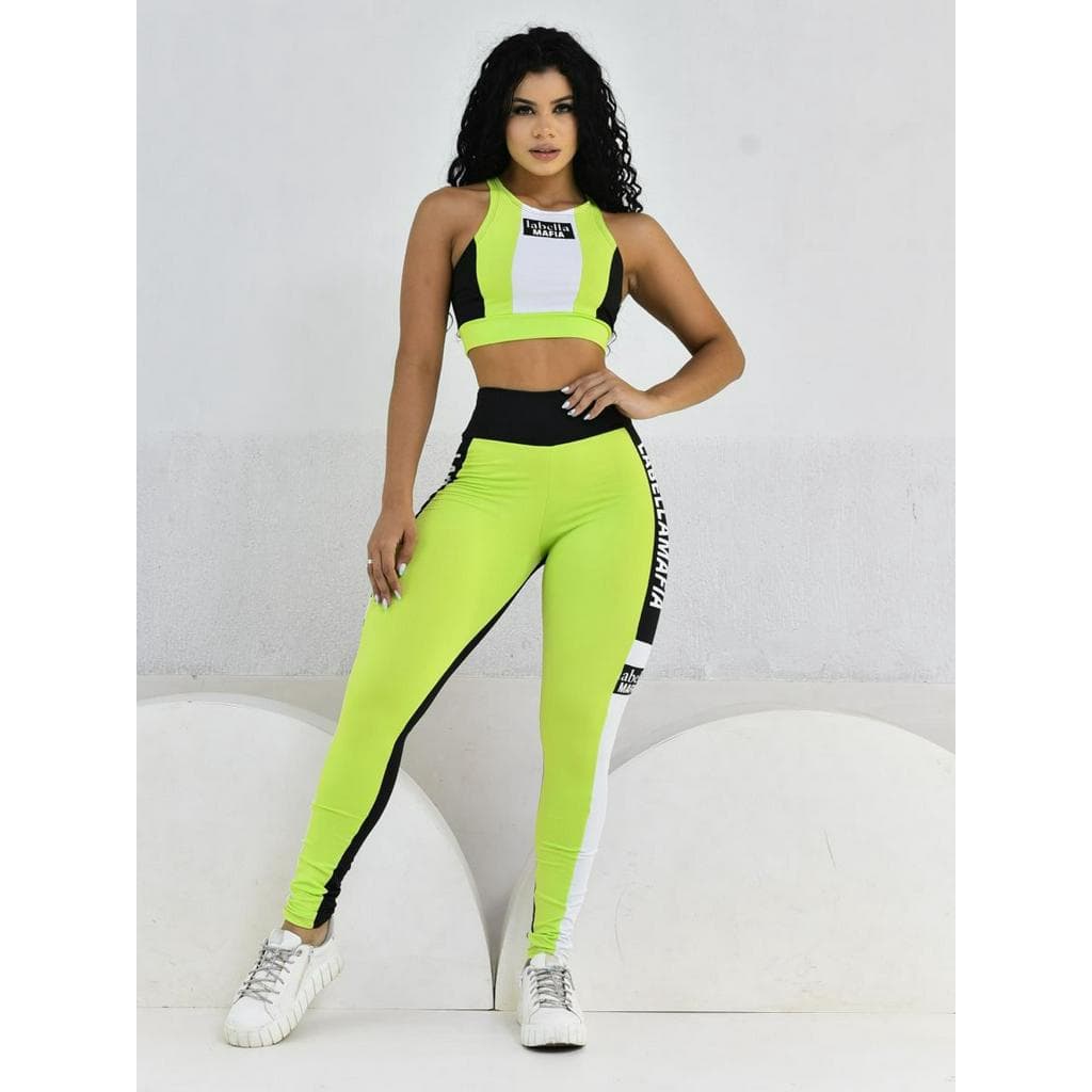 Conjunto Academia Feminino Labellamafia Fitness Calça + Top Nadador Conjuntinho Academia
