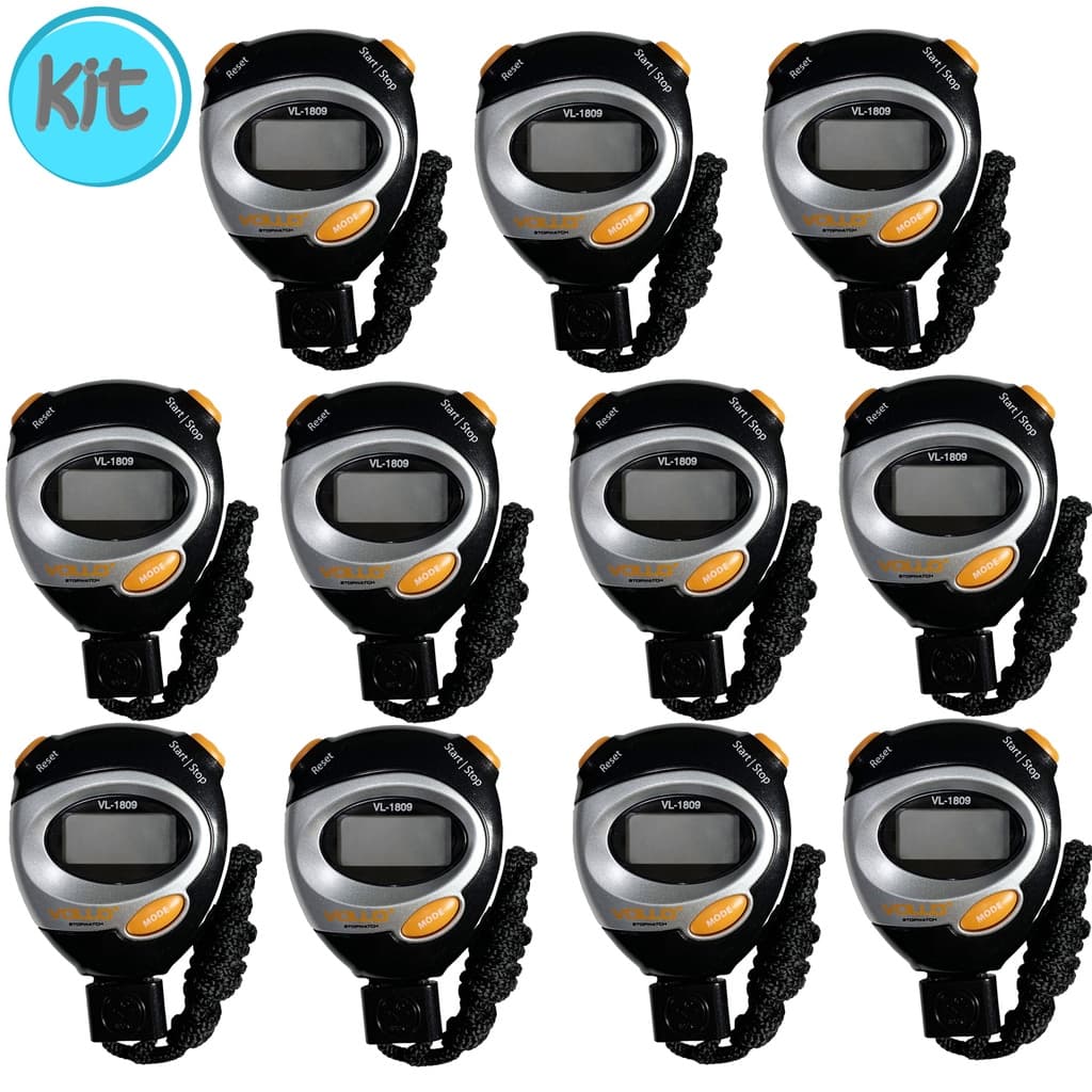 Kit 10 Cronômetros Progressivo Digital E Alarme Vollo VL1809 Para Esportes
