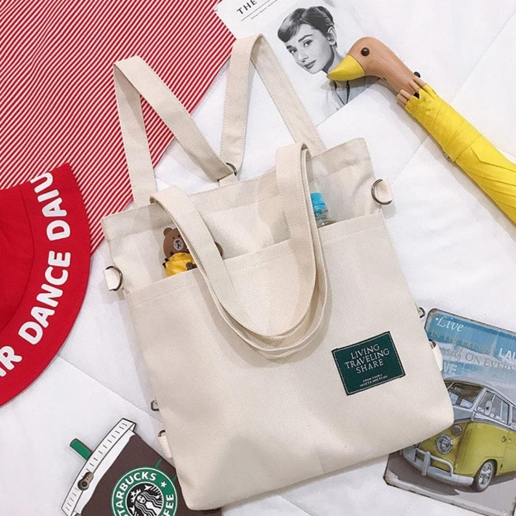 Bolsa Mochila Feminina Sacola Lona Moderna Trabalho Praia Resistente