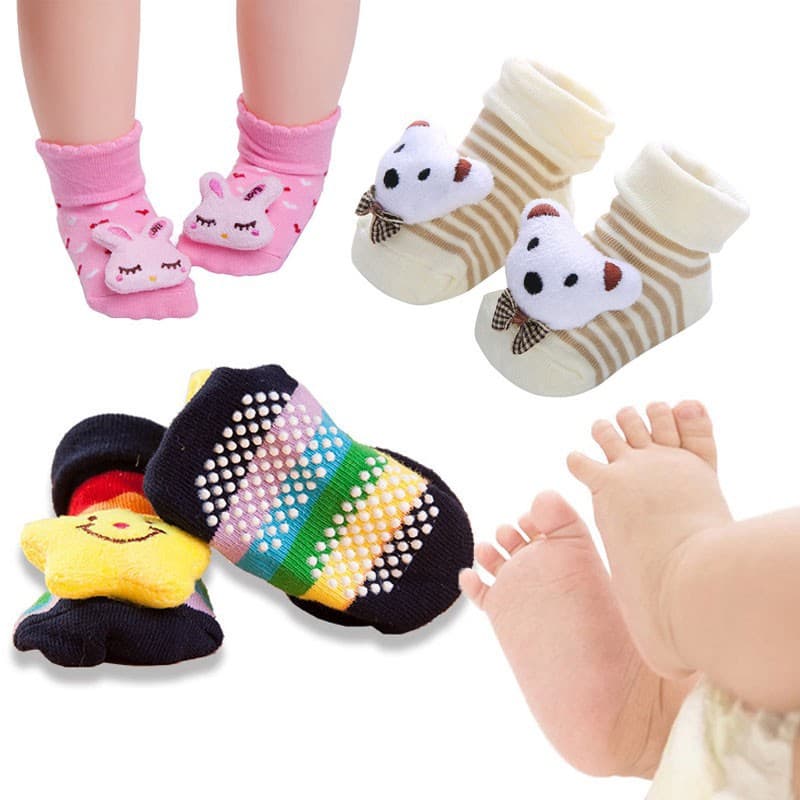 Meia Pantufa Antiderrapante Infantil com Bichinho 3D