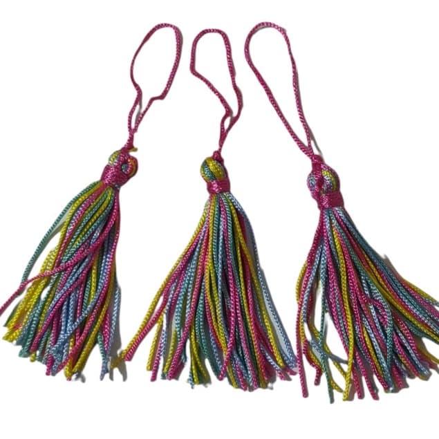 pompom de seda tassel com tulipa colorido - pacote com 5 unidades.