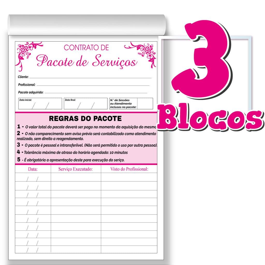 Ficha Pacote Servico Manicure Estetica Depilacao Contrato Lancamento