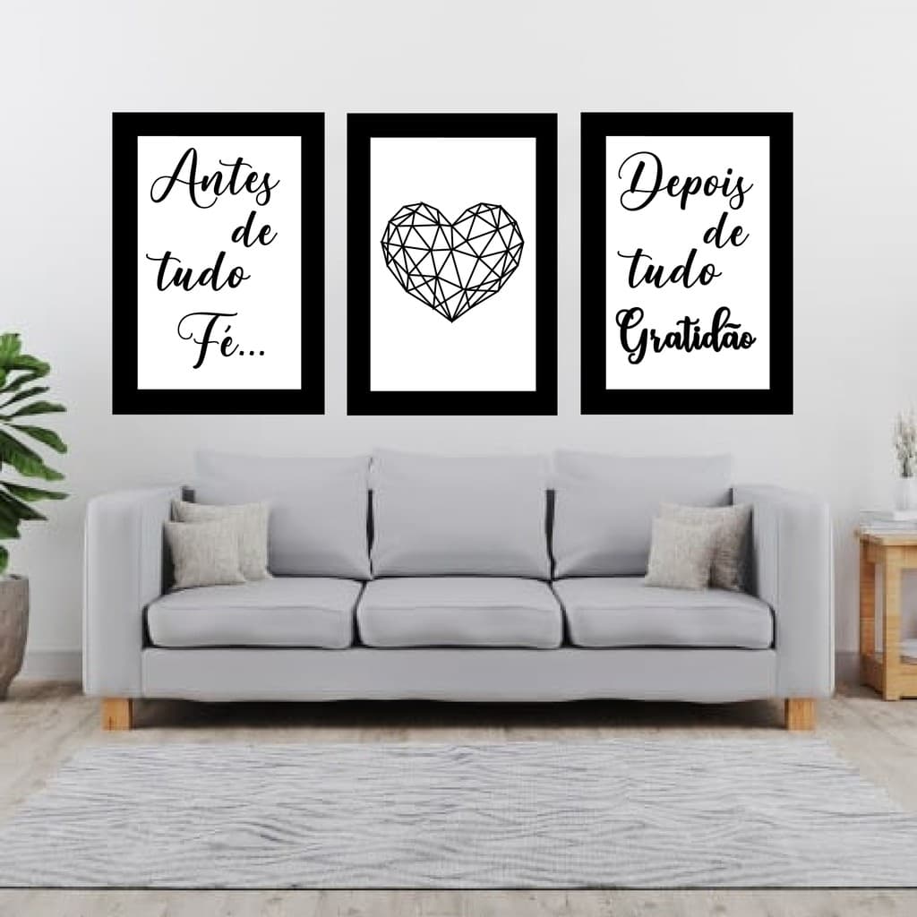 Promoção! Placa quadro decorativa/Kit com 3 peças! Gratidão, fé e amor