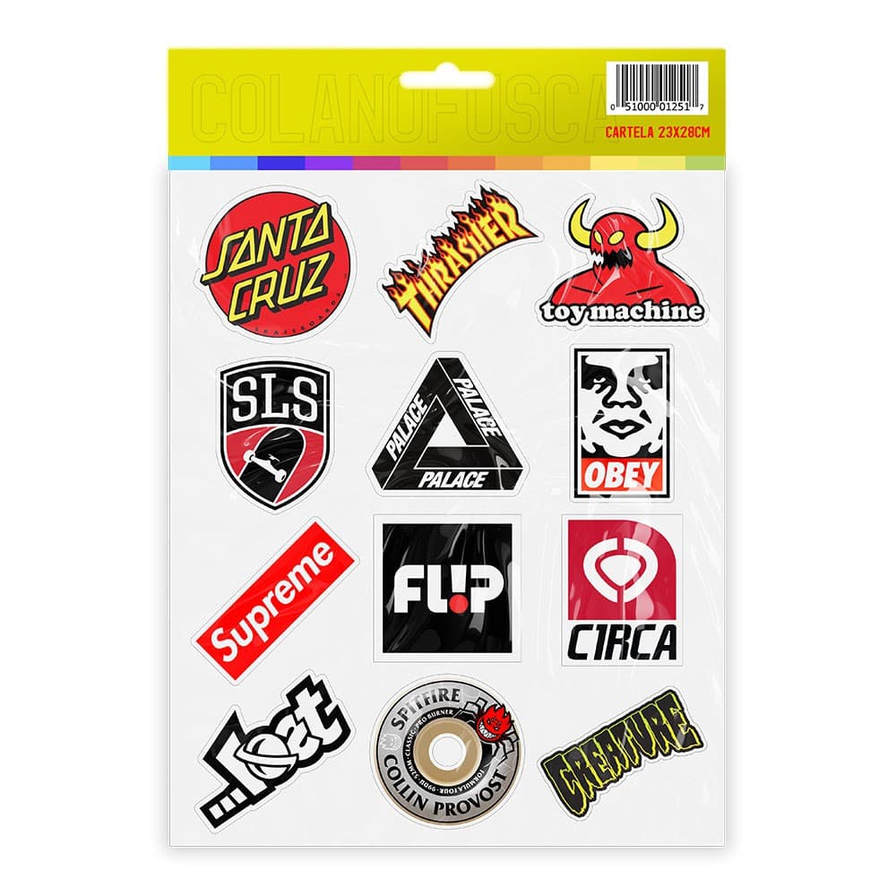 Super Cartela De Adesivos Skate Marcas Skateboard Sk2