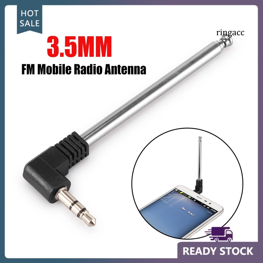 Rgm Mini Antena De Rádio Fm Telescópica Portátil De 3,5mm Para Celular / Carro
