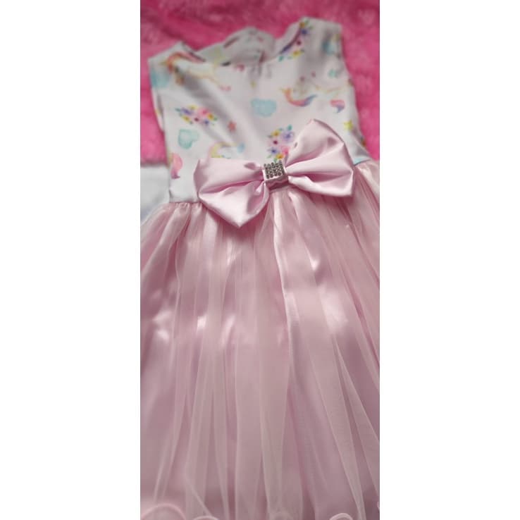 Vestido infantil unicórnio rosa