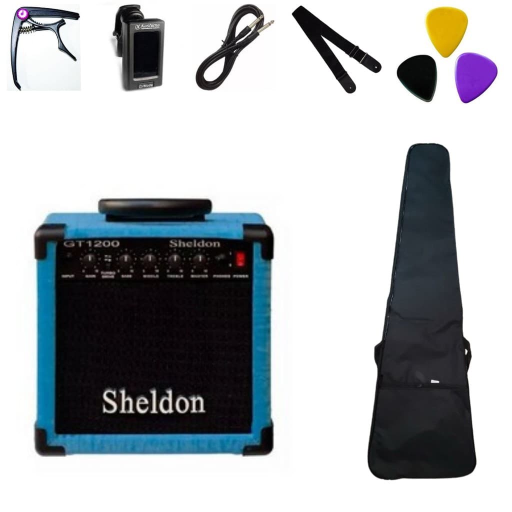 Kit completo p/ guitarra Cubo GT1200 Sheldon + acessórios