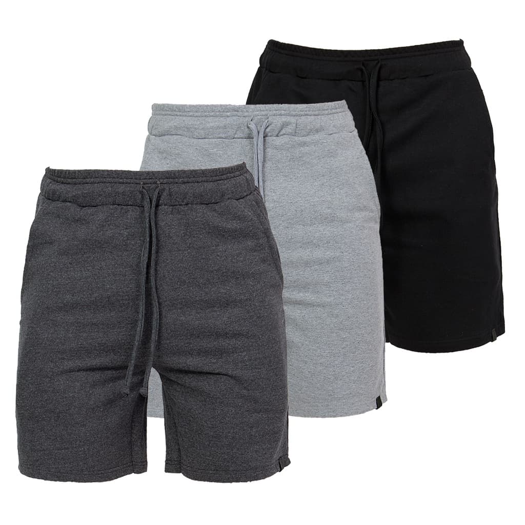 Kit 3 Bermudas Moletom Masculina Academia Casual com Bolsos
