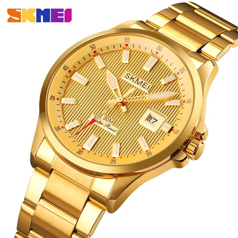SKMEI 1654 Relógio De Quartzo Masculino Com Pulseira De Aço Coroa/Liga Metálica/Fivela Retrô/Calendário