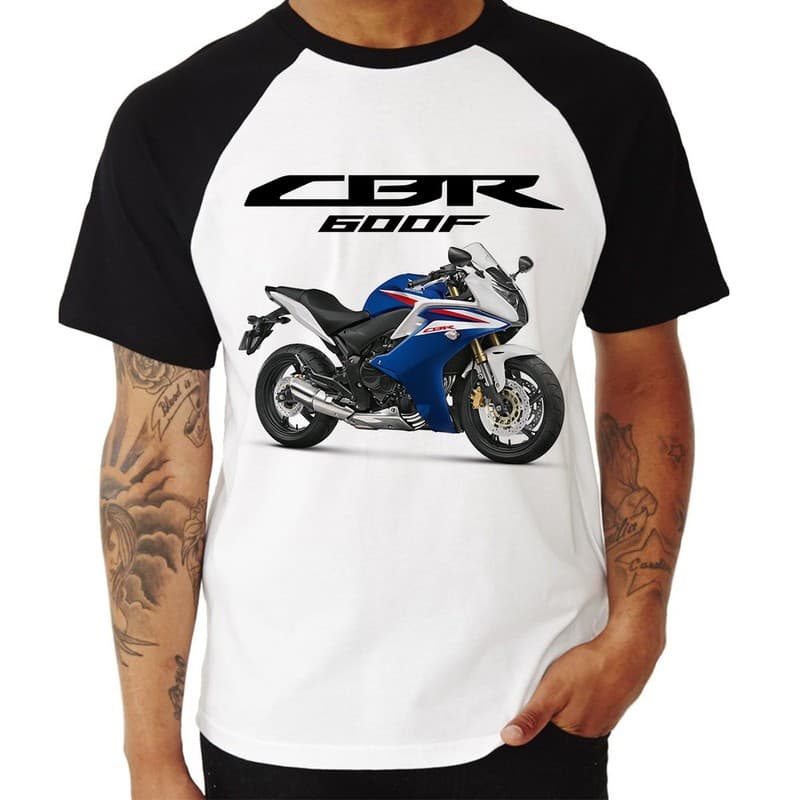 Camiseta Raglan Moto Honda CBR 600F Azul