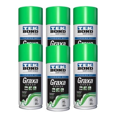 KIT 6 Graxa e Lubrificante Branca em Spray 200g / 300ml Tek Bond PROMOÇÃO