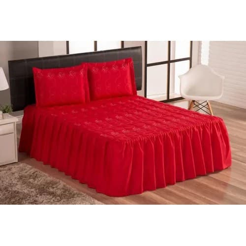 Kit Colcha Casal Padrão 3 Peças Super Promoção Vermelho