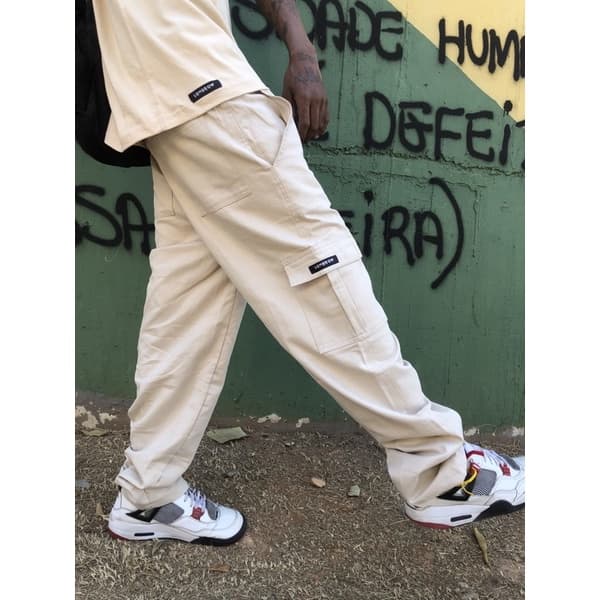 Calça Cargo Calça Larga Unissex, Calça Skatista com bolso, Streetwear