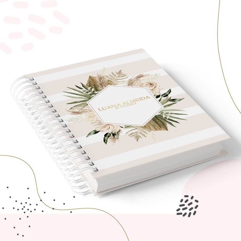 Caderno pautado floral Super Luxo- Personalizado Com Nome Capa Dura n27 Colecão 2026