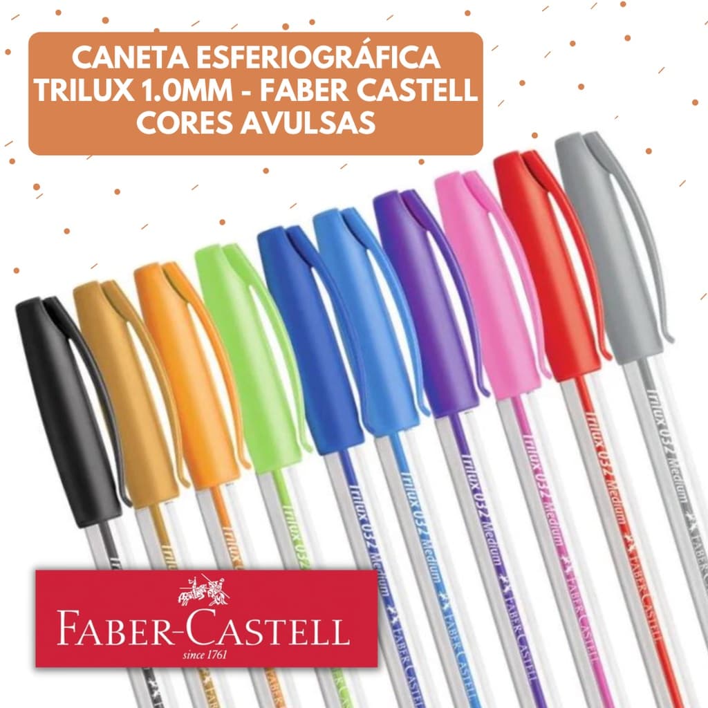 Caneta Esferográfica Trilux Color 1.0mm Faber Castell - Unidade Cores Variadas