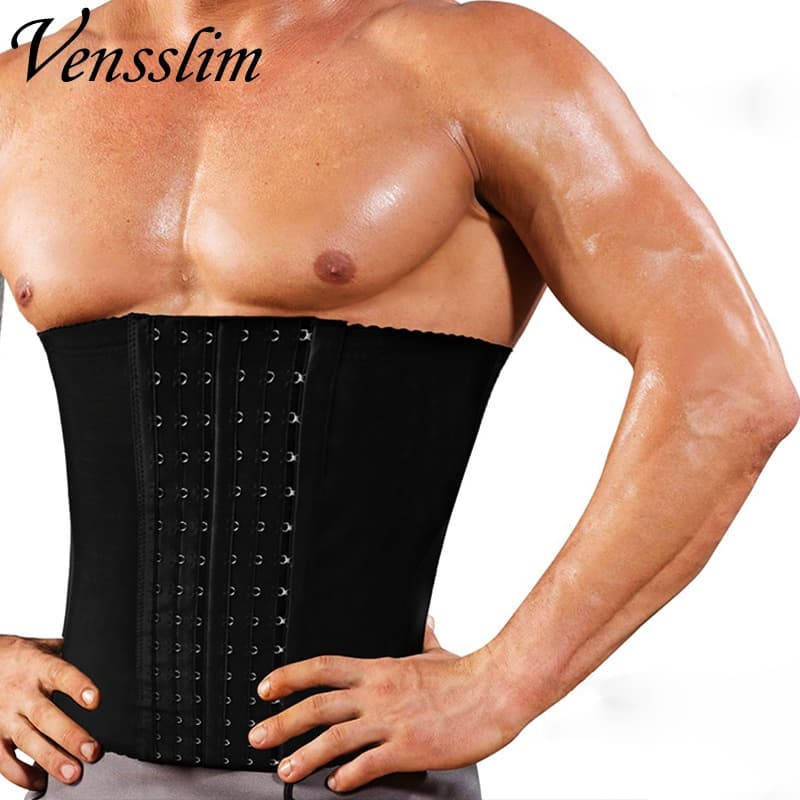 Homens Trainer Cintura Shapewear Shaper Do Corpo Modelagem Gordura Cinto Cinta De Compressão Com 6 Ganchos Cincher Corset