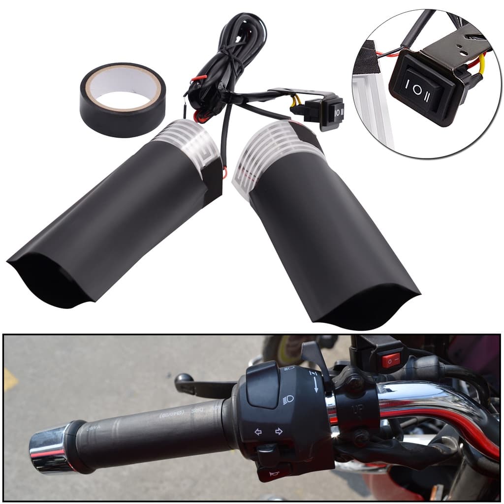 Punhos Aquecidos Para Motocicletas Com Interruptor Independente De 12V Kit Aquecedor De Filme De Aquecimento De Metal PET Motocicleta E-Bike
