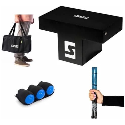 Cajon De Colo Elétrico Eletroacústico + Vassourinha + Canela Shaker 03 em 01 + Bag Cajons Spark Instrumentos Percussão