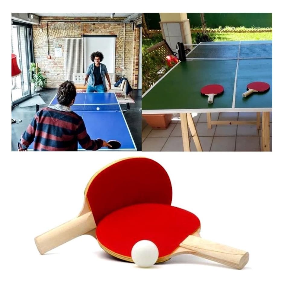 Kit Ping-Pong Tênis de Mesa Acompanha 2 Raquetes + 3 Bolinhas + 1 Rede + 2 Suportes de Rede