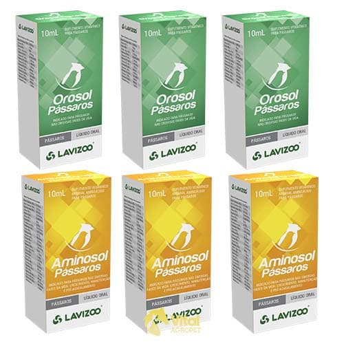 Kit 03 Orosol Pássaros + 03 Aminosol Pássaros 10ml