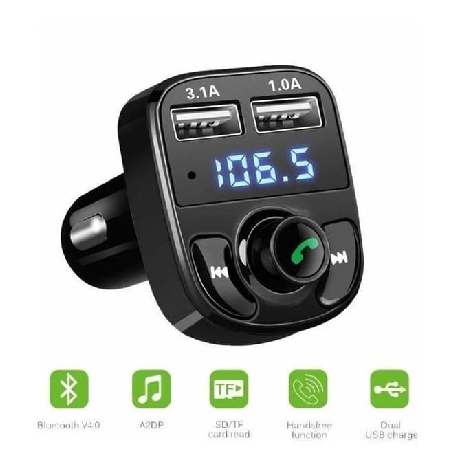Carregador adaptador P/ Carro X8 Bluetooth Veicular Mp3 Rádio