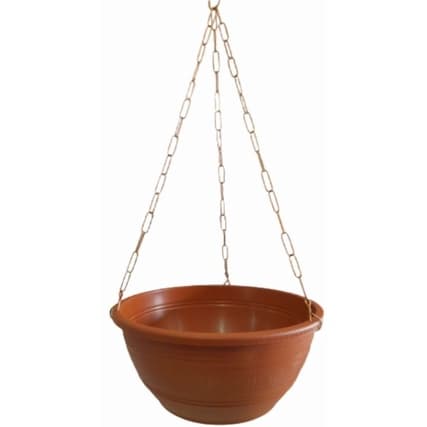 4 vasos para samambaias ou outras, 25cm, 3,5 litros, marrons c/ corrente 54cm