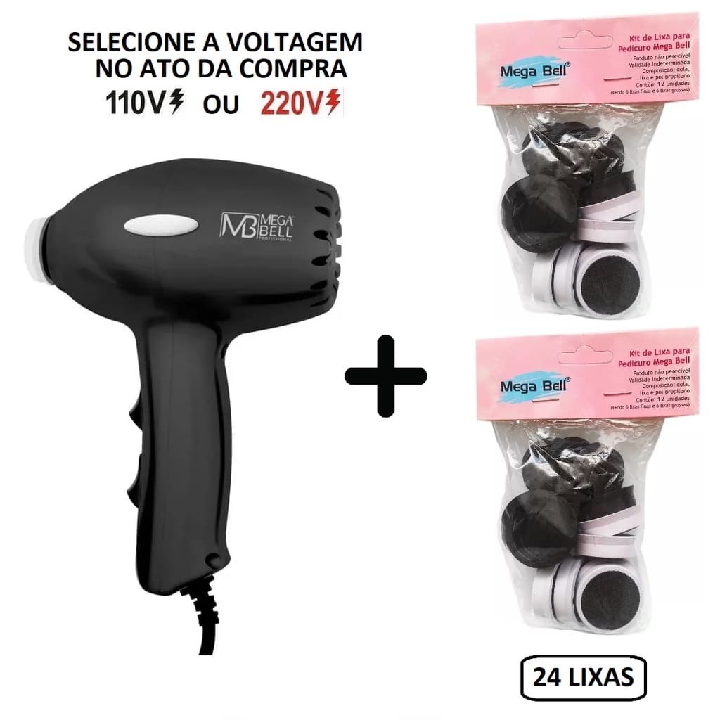 Pedicuro Profissional Lixa Elétrica Com 24 Lixas Mega Bell Podólogo Pedicure D