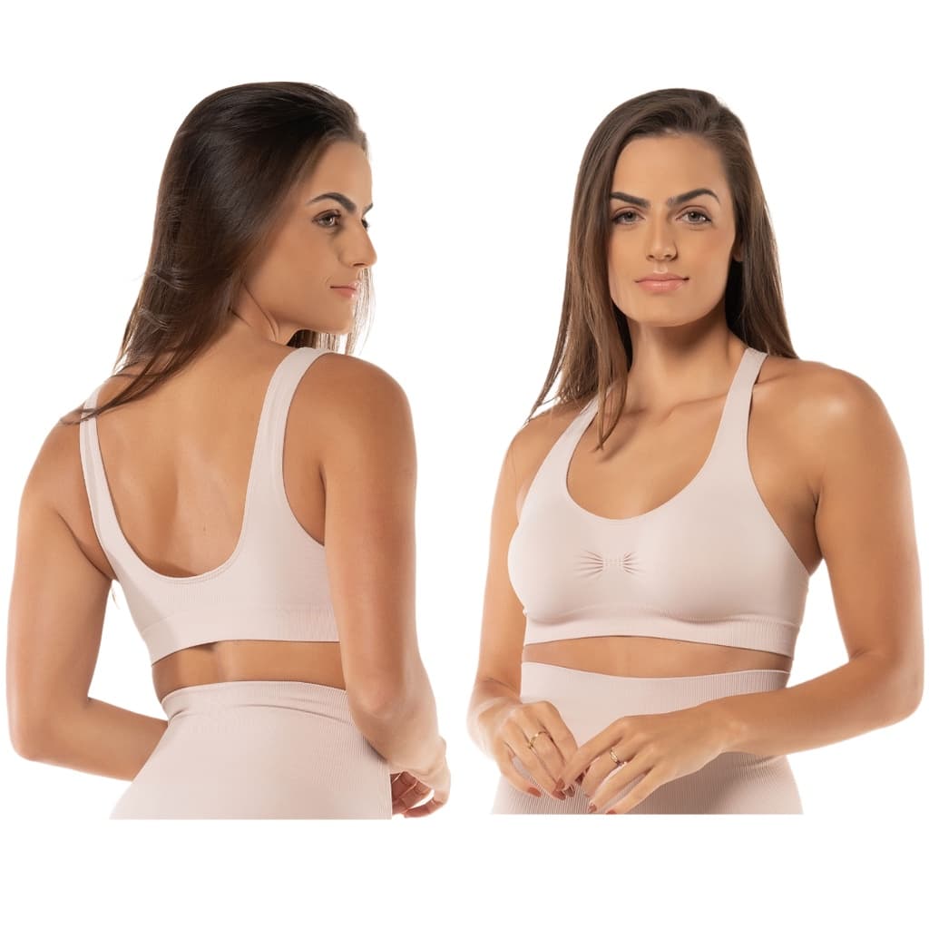 Top Sutiã Cavado Feminino Sem Costura Fitness Academia