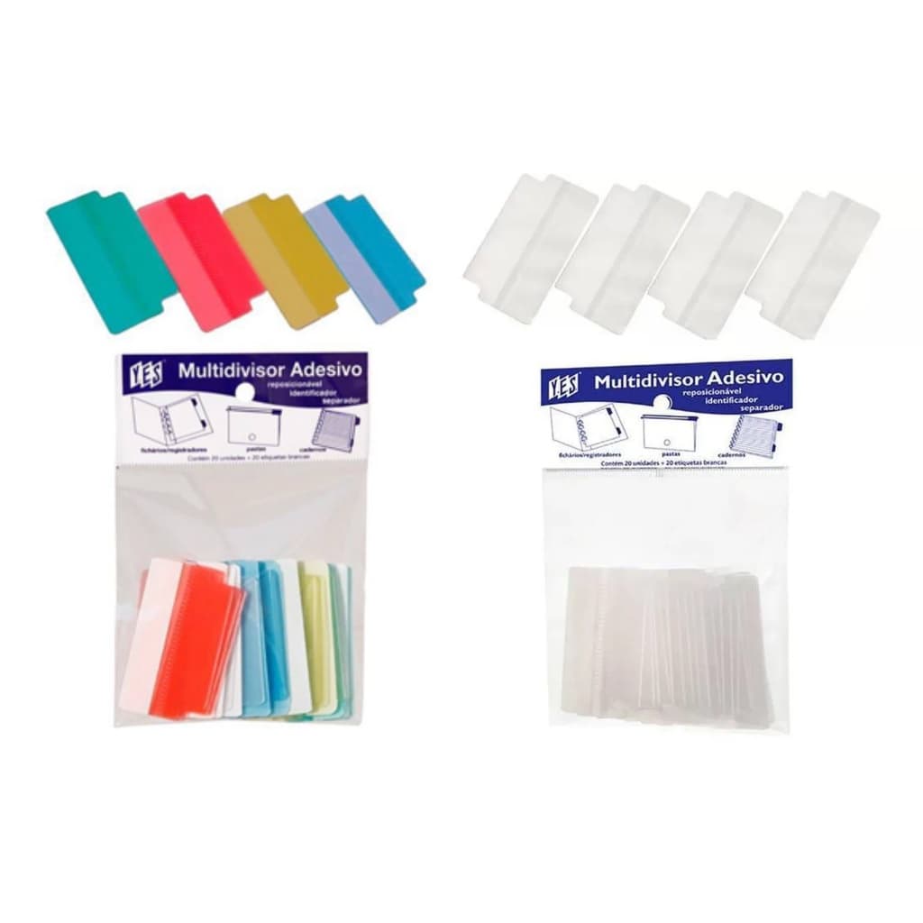 Multidivisor Yes Auto Adesivo Reposicionável 20pcs Fichário Transparente e colorido