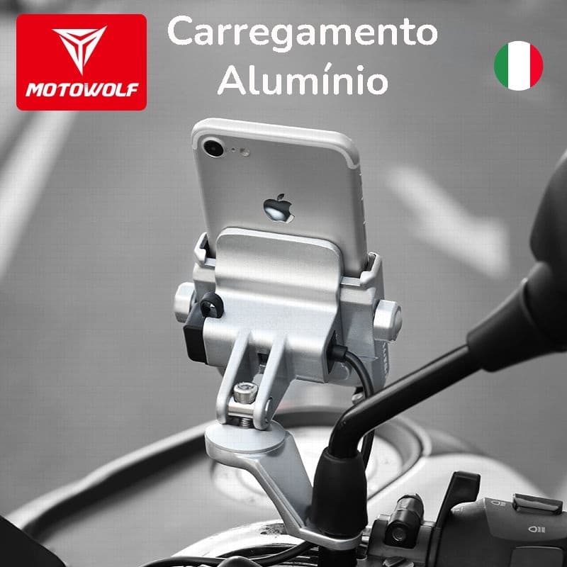 MOTOWOLF Suporte de telefone recarregável para motocicleta, rack de navegação, montagem de bicicleta, liga de alumínio à prova de choque