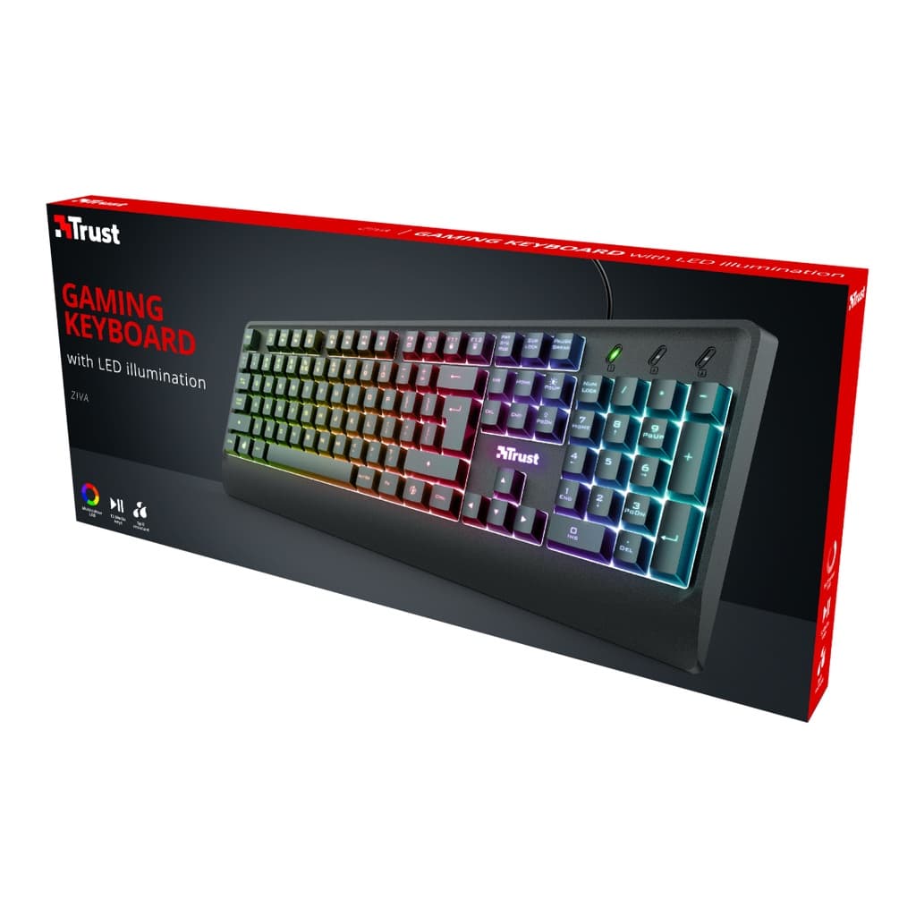 Teclado Membrana Gamer Trust Ziva Rainbow Led