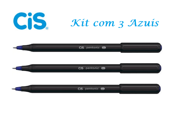 Caneta Esferográfica Pentonic 0,7 Cis - Kit Com 3 Azuis