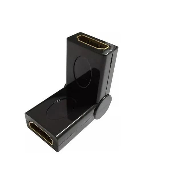 Adaptador Emenda HDMI Rotacional 180 Graus. Plugs Dourados Gold. Conector: HDMI 19 pinos Fêmea x HDMI 19 pinos Fêmea Rotacional 180 Graus.