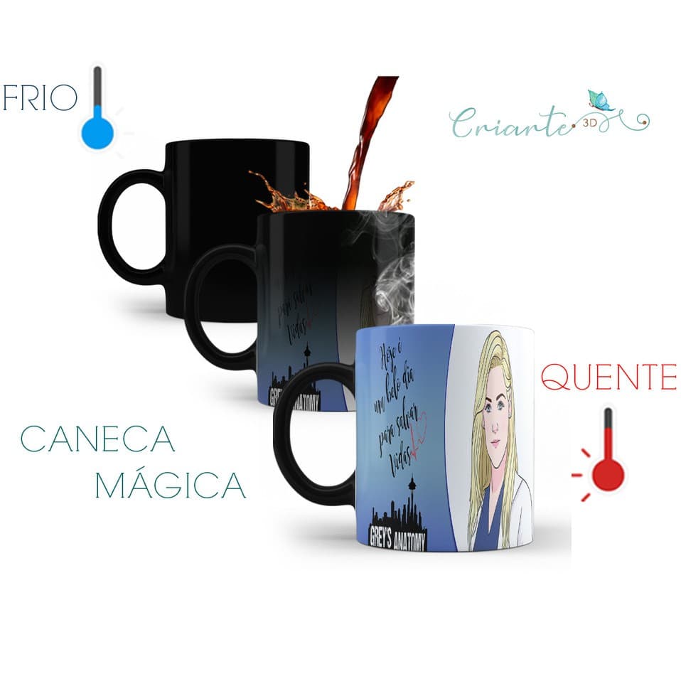 Caneca Porcelana Mágica Modelo Grey's Anatomy #32