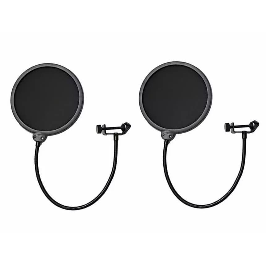 Kit 2 Pop Filter Tela Anti Sopro P/ Microfone Haste Flexível