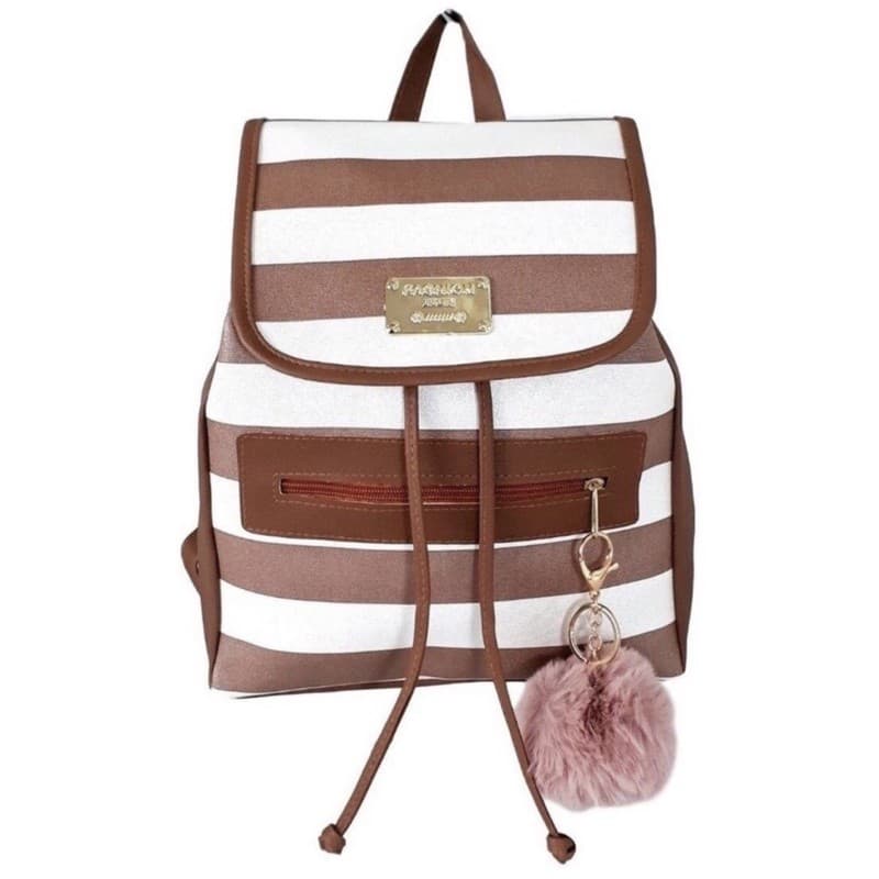 Bolsa Mochila Courino Saco Costas Com Chaveiro Pompom