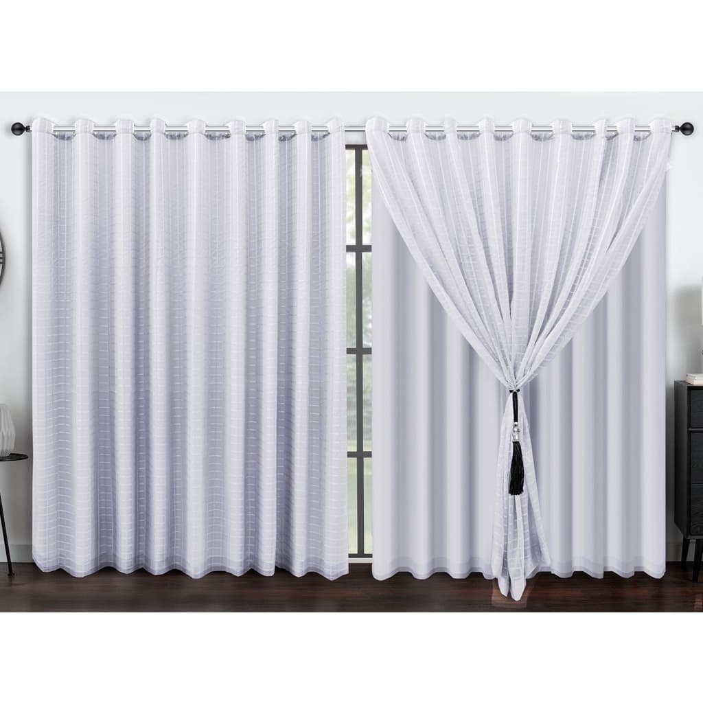 CORTINA PARA SALA/QUARTO 5.0MTRS DE LARGURA VOIL XADREZ C/FORRO MICROFIBRA TAMANHOS E CORES VARIADAS