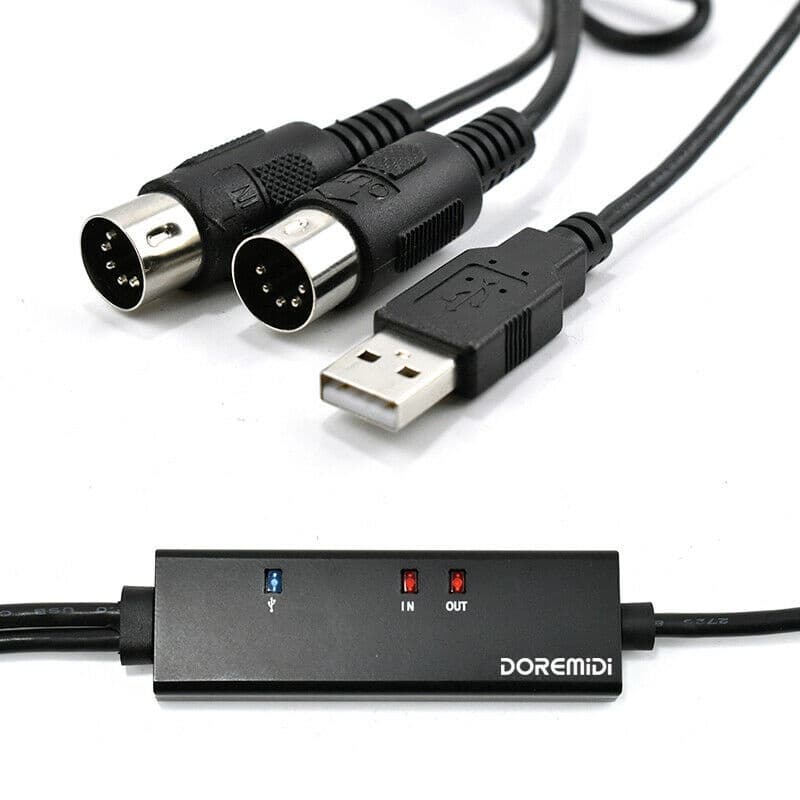 Cabo Conversor De Interface USB Para MIDI In/Out 5 Pinos Windows Mac iOS Android Instrumento Musical Acessórios