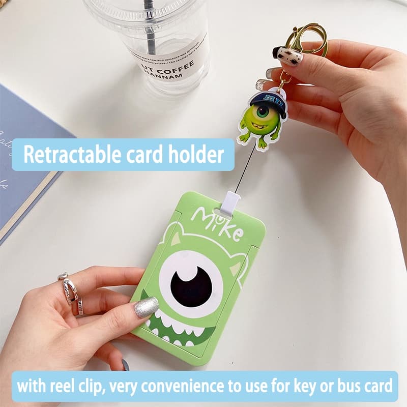 Porta-Cartões De Plástico Cartoon Crachá Com Clipe Retrátil Para Cartão De Identificação Ônibus Chaves Sling Girls Gift