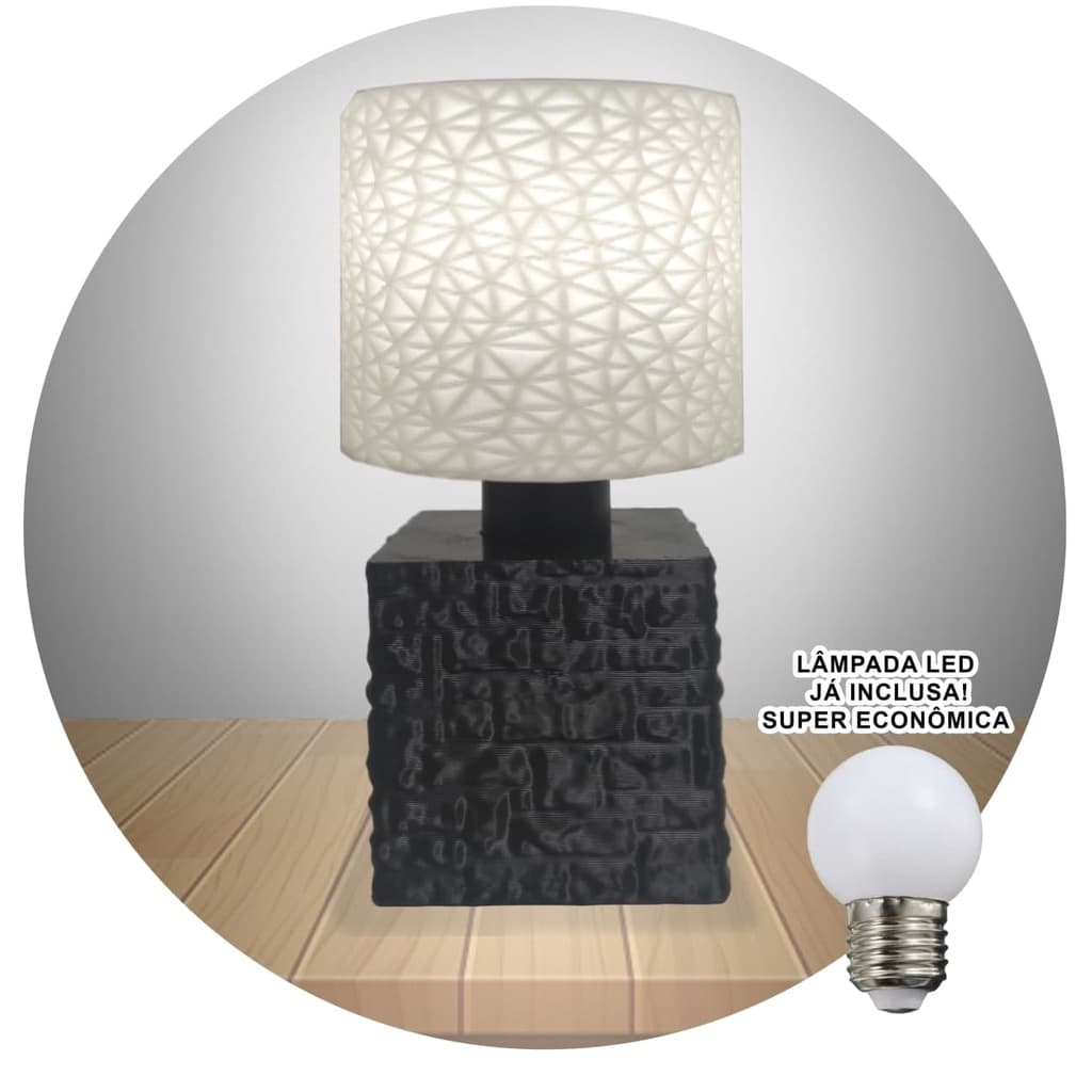 Luminária Criativa de Mesa com Lâmpada - Abajur para Quarto Criado Mudo
