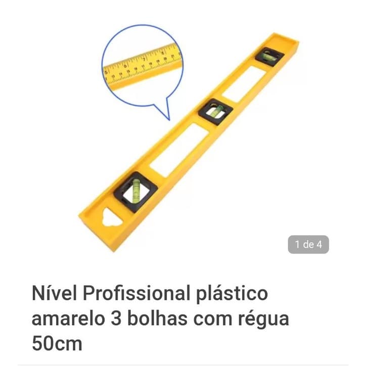 Nível 3 Bolhas 50 Cm Profissional Plástico